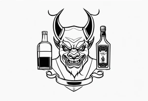 Devil with whiskey bottle tattoo idea
