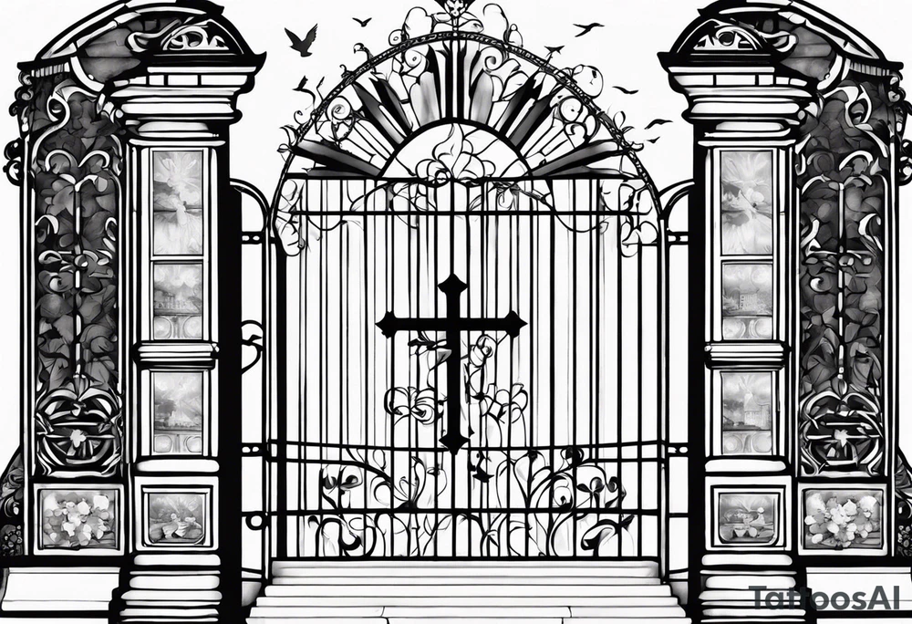 Memorializing Mawmaw
07-05-38 / 09-23-24
Grandson and grandma walking up to the gates of heaven with the gates opened shinning bright with a cross and Doves flying around 
Big Busted clock behind it with the time of her death 7:00pm tattoo idea