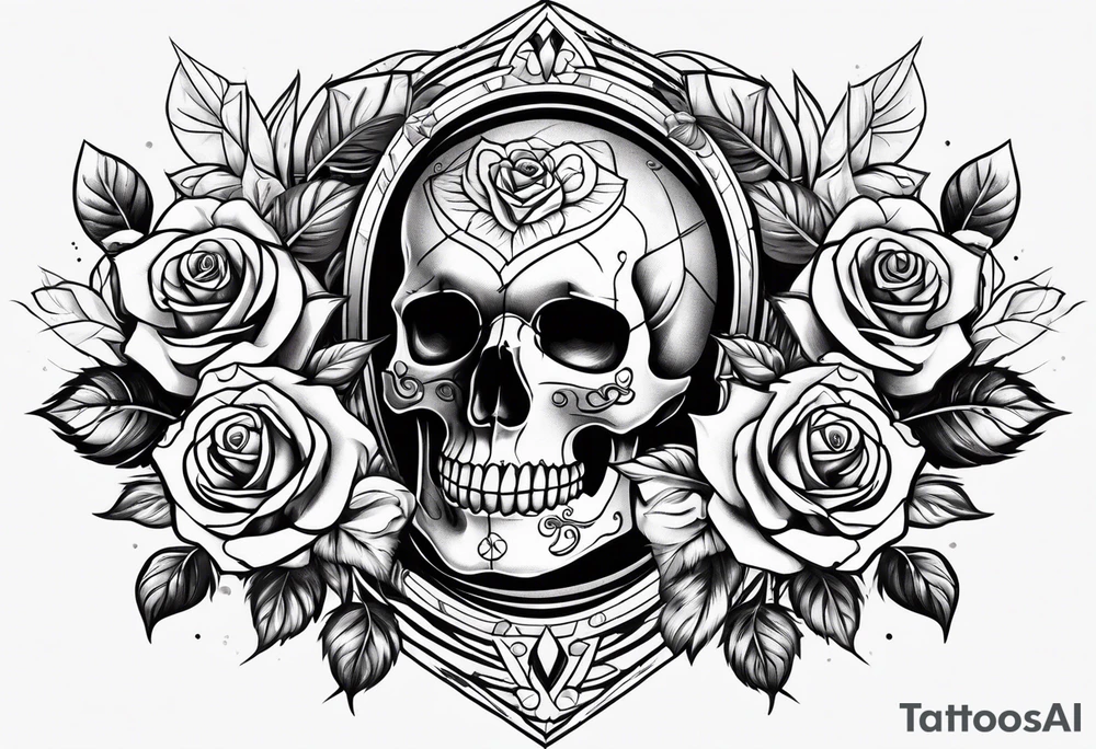 skull and roses tattoo idea
