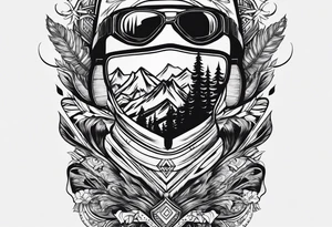 i want a tattoo that encapsulates snowboarding in a fine line american tattoo style tattoo idea