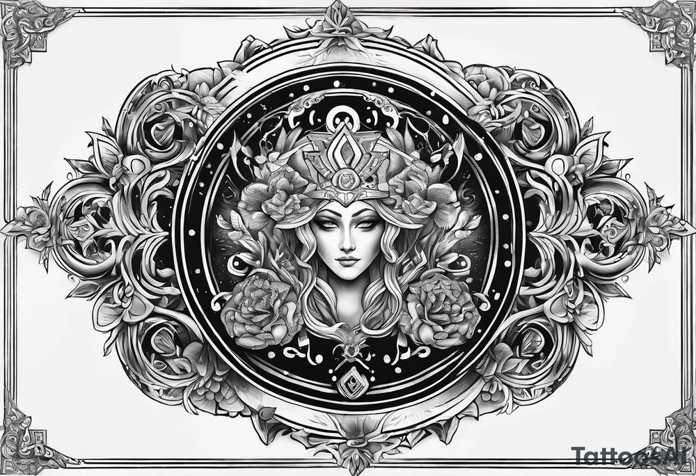 omega greek sign black magic style tattoo idea