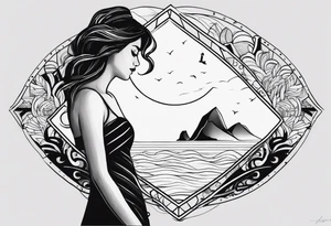A balck tattoo for my shoulder with time and a date for my so 25.05.16 and a wave of beach about life tattoo idea