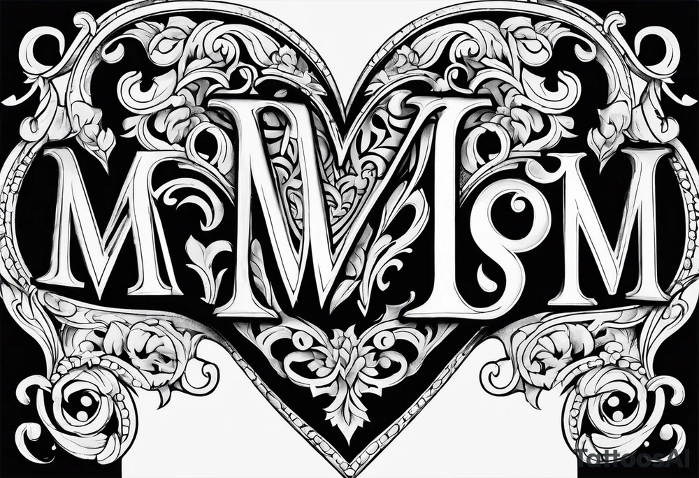 Letters M and S with heart tattoo idea