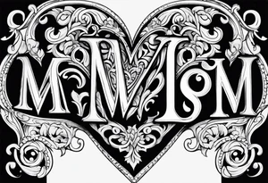Letters M and S with heart tattoo idea