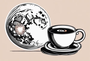 mocha coffee, moon, peach, tattoo idea