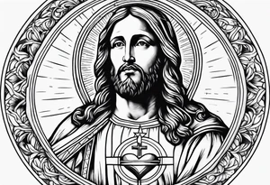sacred heart of jesus  fine line tattoo idea