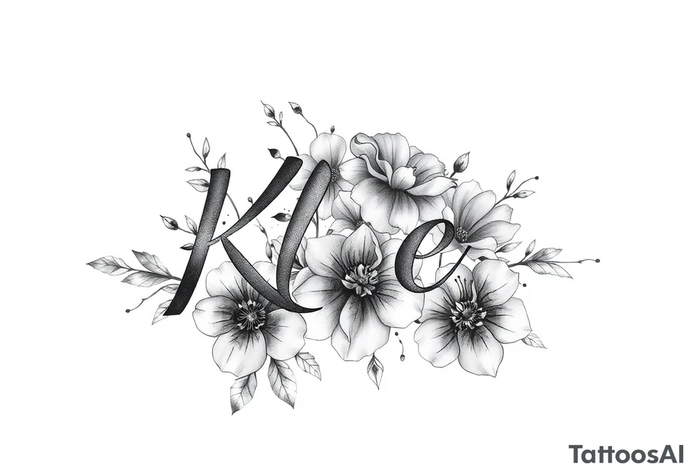 The name Kloee, with flowers tattoo idea