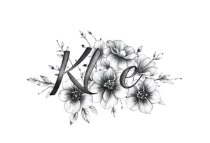 The name Kloee, with flowers tattoo idea