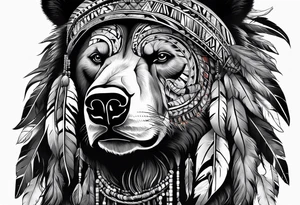 Native american medicine man in bear skin tattoo idea