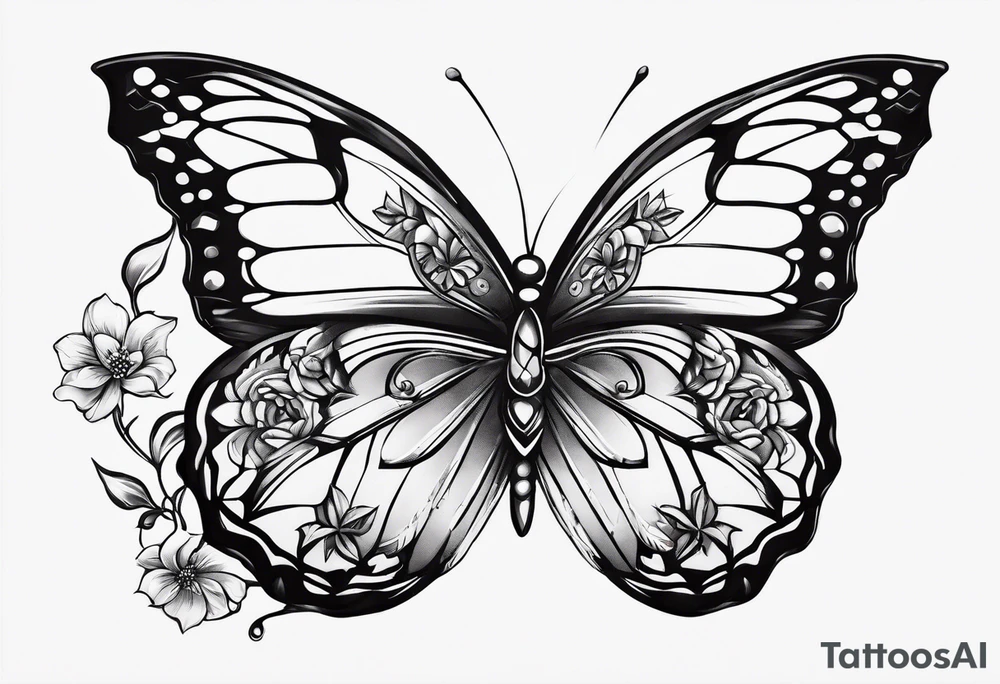 Soft butterfly on Indra's diamond network tattoo idea