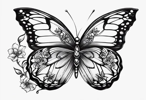 Soft butterfly on Indra's diamond network tattoo idea