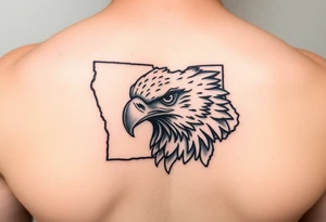 Hawk face inside the state of Iowa tattoo idea
