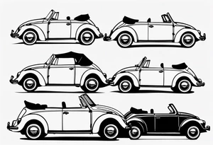 VW bug convertible, side profile, top-down, modern tattoo idea