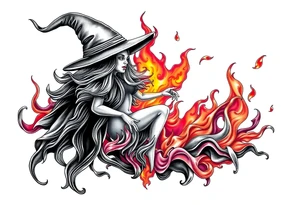Witch in the flame tattoo idea