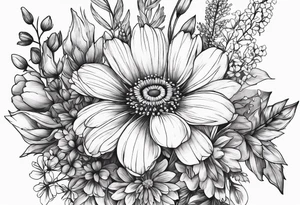 wildflower bouquet tattoo idea