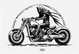 Death reaper riding motorcycle tattoo idea