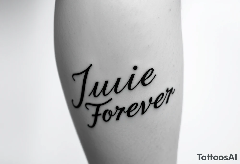 On bottom half of leg the words Julie Forever tattoo idea