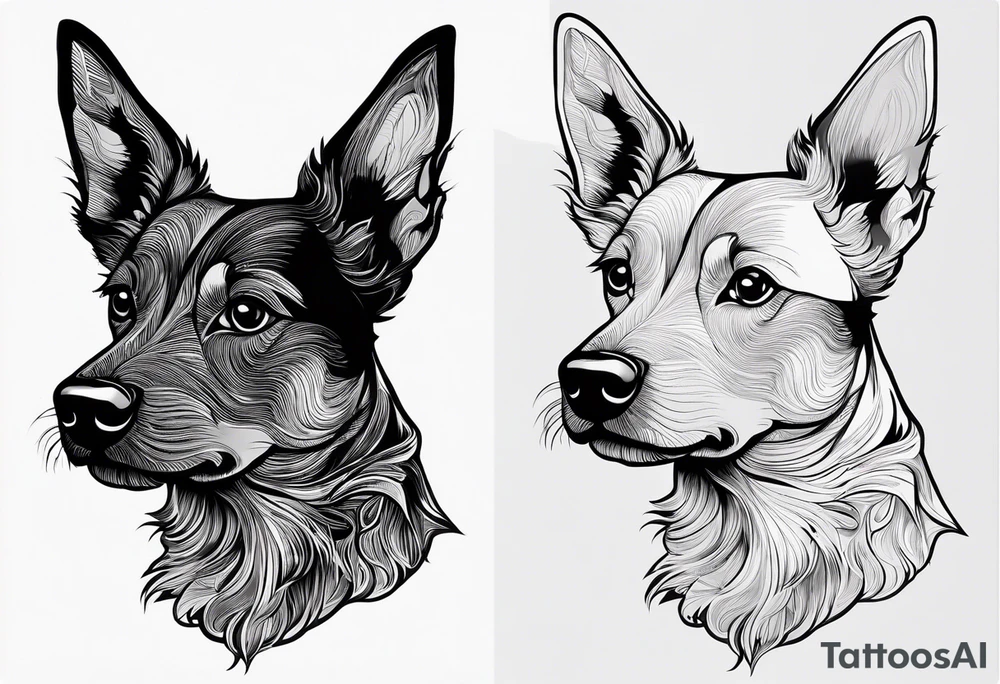 Koolie cross kelpie portrait tattoo idea