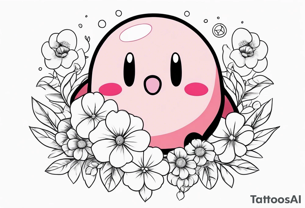 kirby surrounded by flowers holding a crystal tattoo idea kirby surrounded by flowers holding a crystal tattoo idea