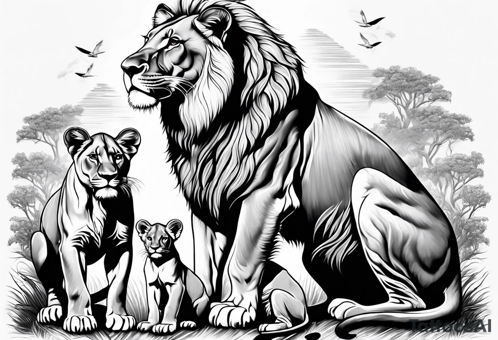 Lioness on her hind legs
protecting her two cubs tattoo idea Lioness on her hind legs
protecting her two cubs tattoo idea