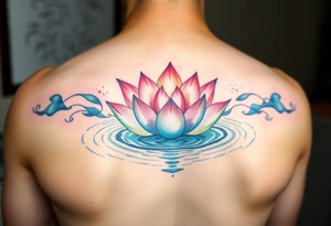 serene lotus flower emerging from sacred waters with ripples tattoo idea