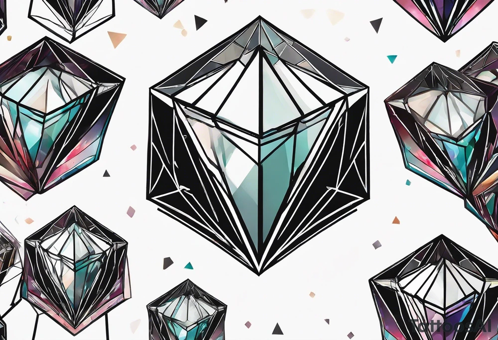 black hexagon diamond heart tattoo idea