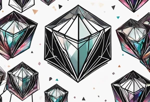 black hexagon diamond heart tattoo idea