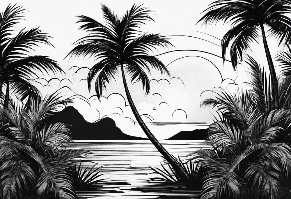 Tall skinny palm tree tattoo idea