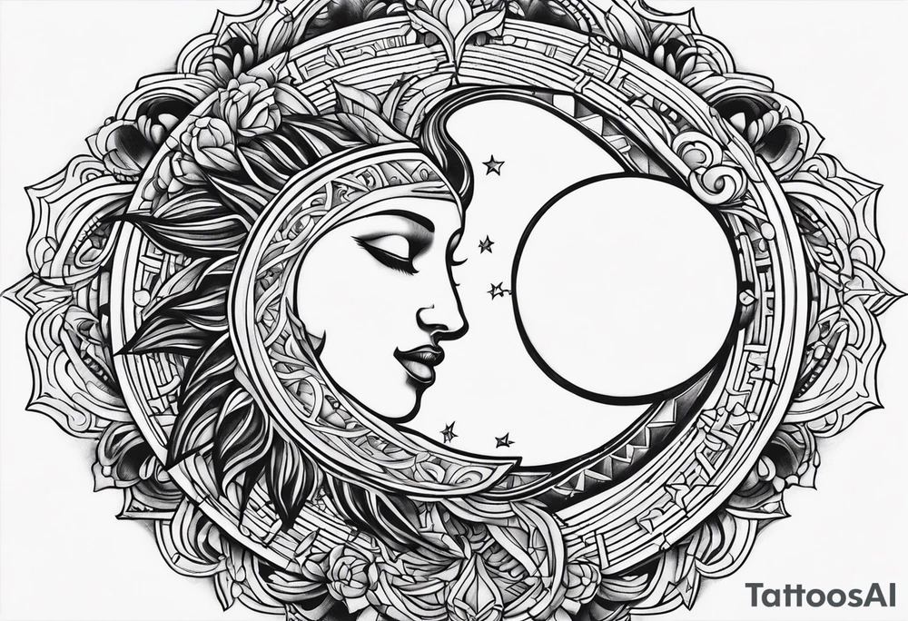 Sun kissing the moon tattoo idea