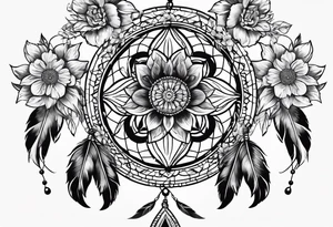 dream catcher with flowers tattoo idea