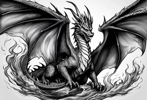 A dragon burning in flames tattoo idea