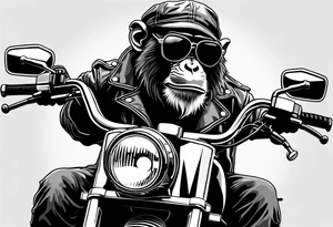 Monkey riding a chopper motorcycle with sunglasses on, a cigarette hanging out of his mouth tattoo idea