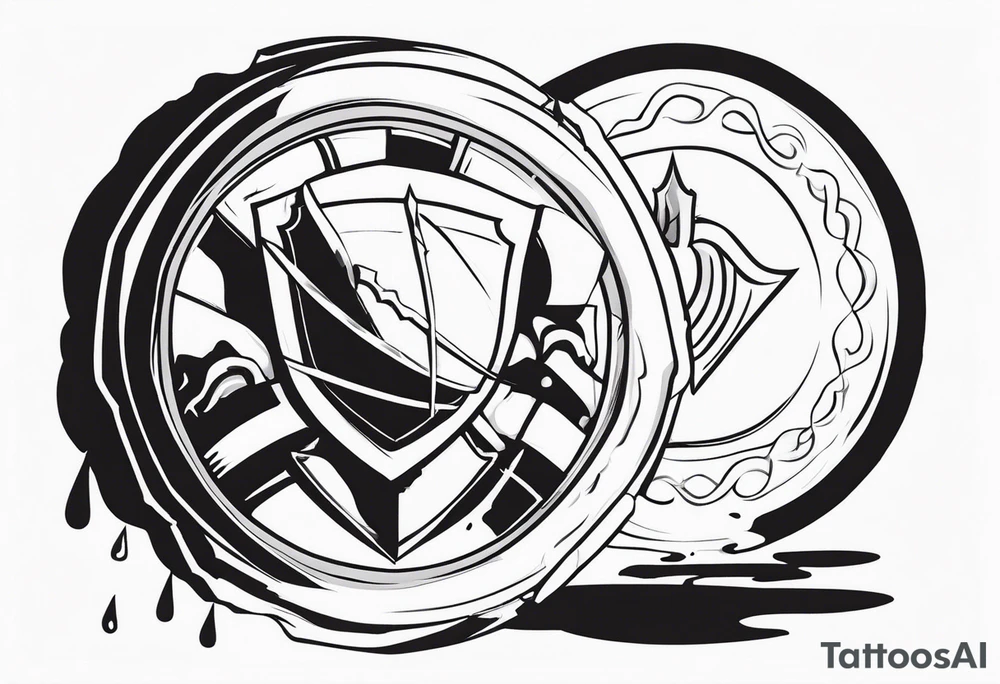 tears bouncing off shield held by warrior very simple tattoo idea