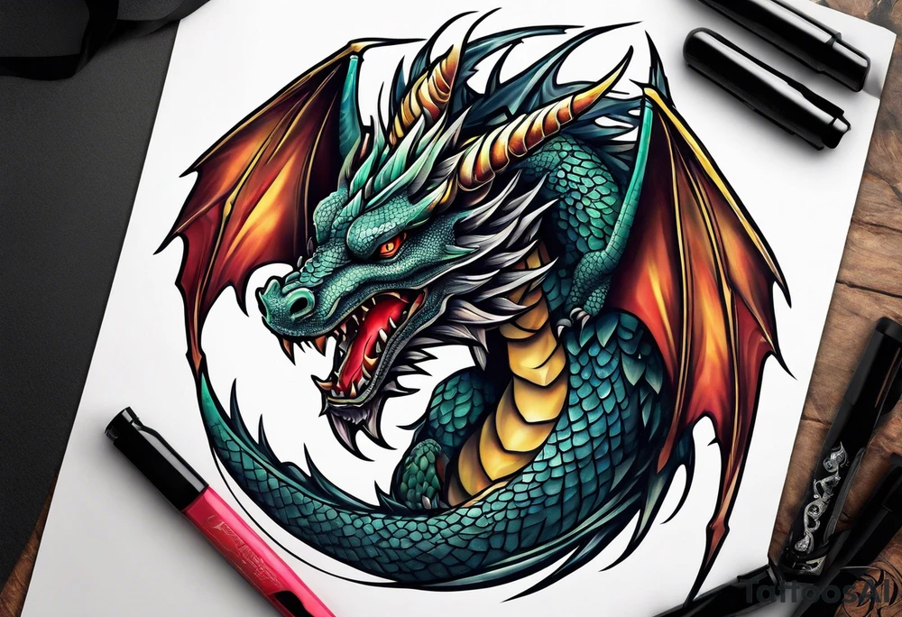 Dragon knee tattoo tattoo idea