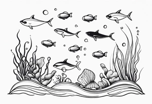 Small sea creatures in a line tattoo idea