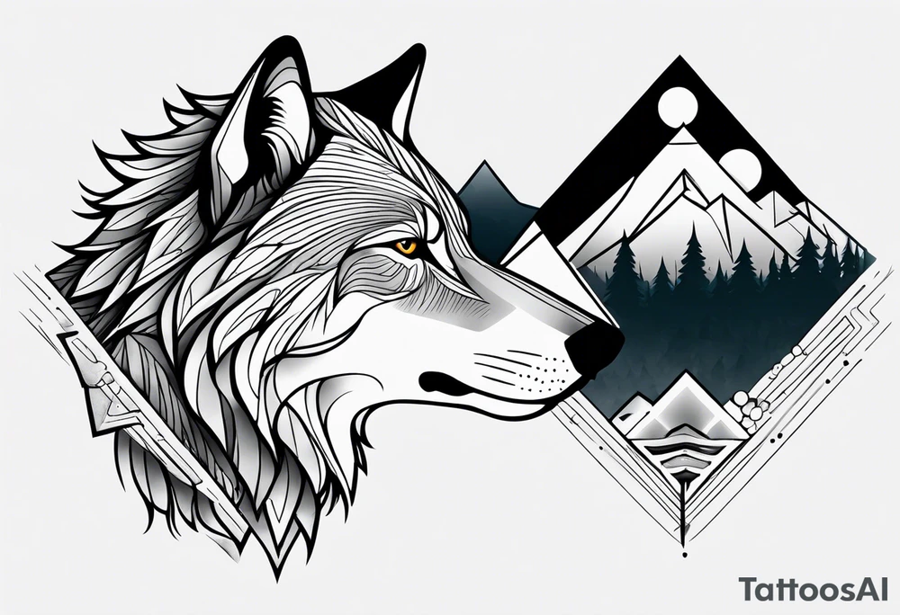 Mountains, wolf under tattoo idea