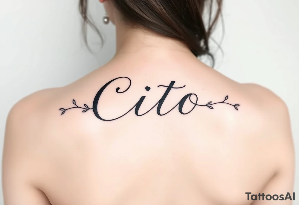 Write the name Cito out in cursive but the cursive should look like a vine with some detail tattoo idea