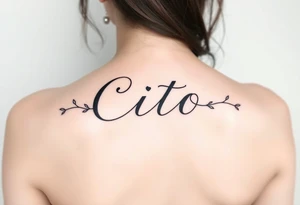 Write the name Cito out in cursive but the cursive should look like a vine with some detail tattoo idea