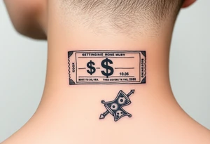 Ticket design with a getting money aura and a chosen money theme tattoo idea