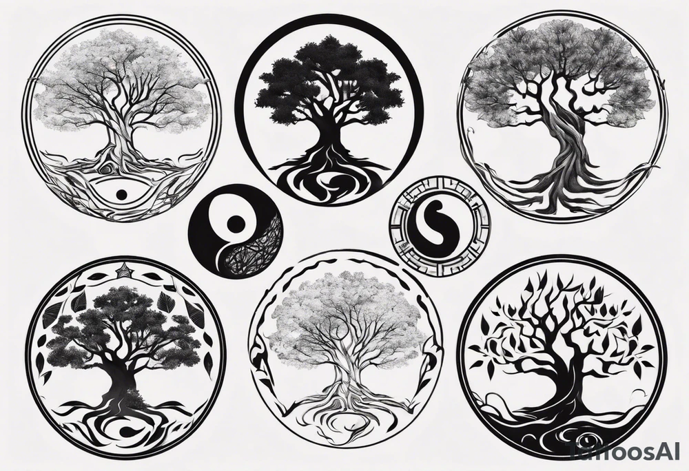tree yin yang tattoo idea