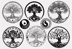 tree yin yang tattoo idea
