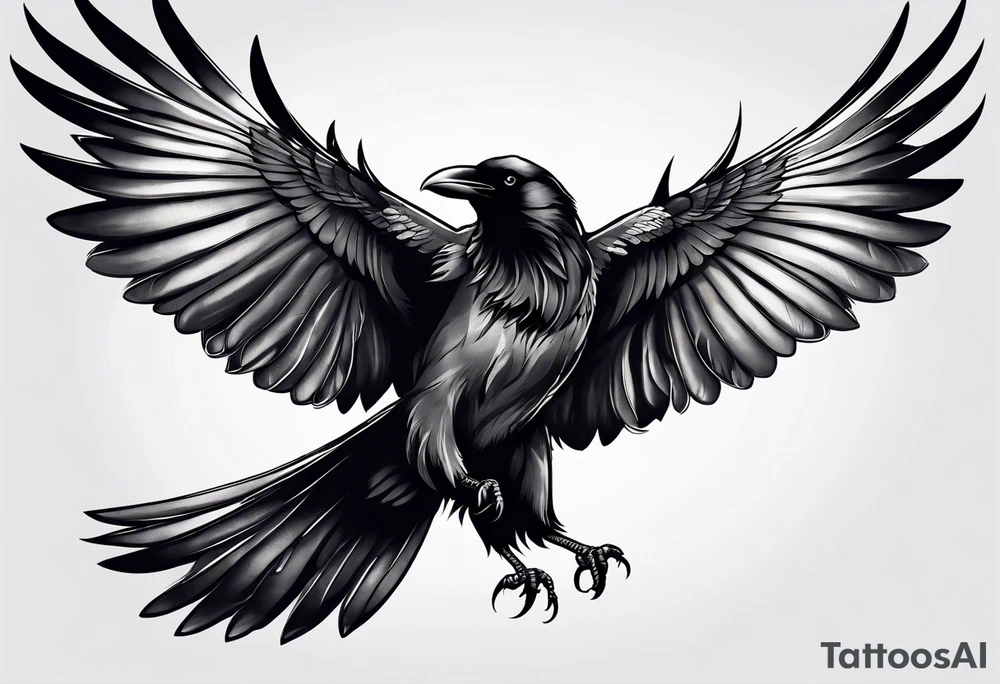 crow with open wings tattoo idea