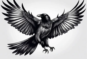 crow with open wings tattoo idea