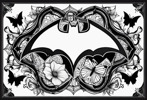 Batman symbol with butterflies and haha joker symbols tattoo idea