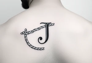 J initial made from rope tattoo idea