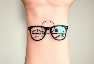 Landscape Reflecting Glasses
You can use the lenses of your glasses to depict a beautiful landscape, such as a sunset, a starry sky tattoo idea