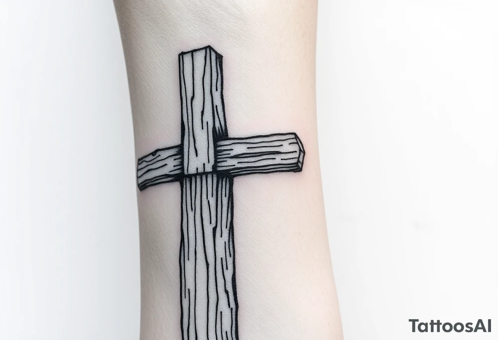 a wooden 12kv pole. Make the pole a cross that has a hidden resemblance to god. tattoo idea