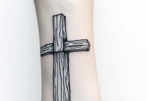 a wooden 12kv pole. Make the pole a cross that has a hidden resemblance to god. tattoo idea