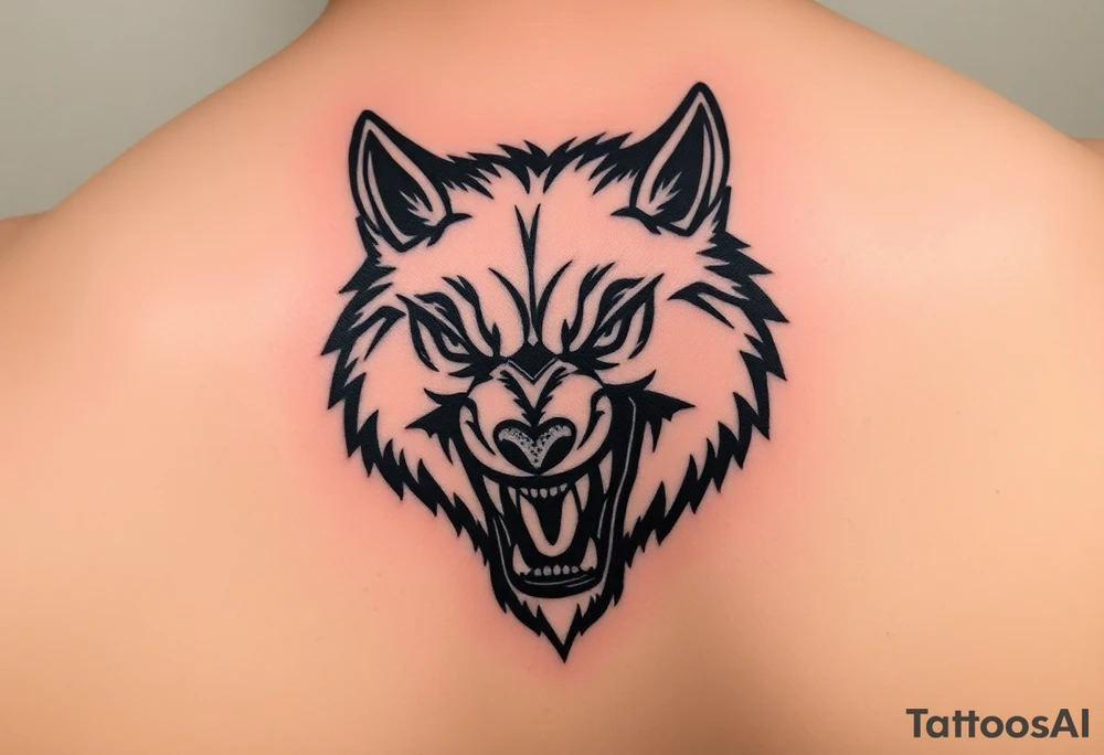 wolf head snarling tattoo idea