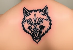 wolf head snarling tattoo idea